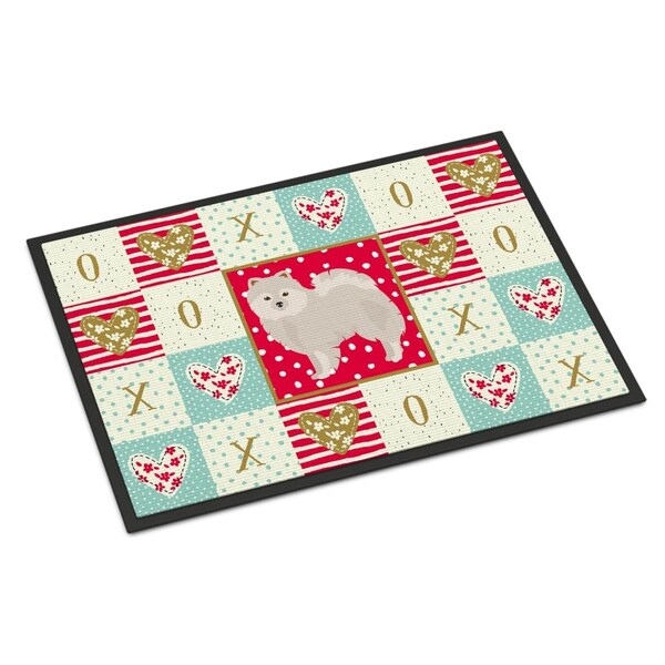 Carolines Treasures 18 x 27 in. Japanese Spitz Love Indoor or Outdoor Mat CK5850MAT - main